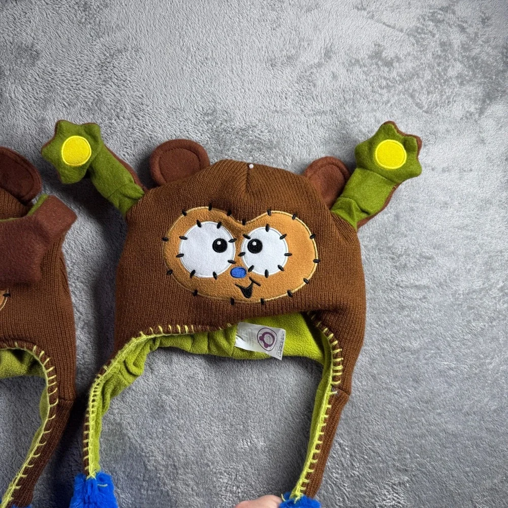 Flipeez Monkey Kids Unisex One Size Costume Hat Dancing Moving Arms Brown Lot 2